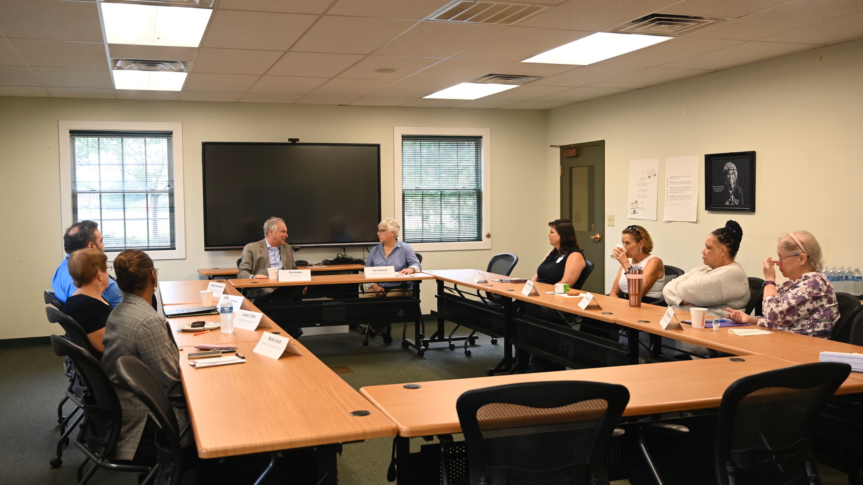 Photo of Senator Kaine at Healthy Generations Area Agency on Aging in Fredericksburg